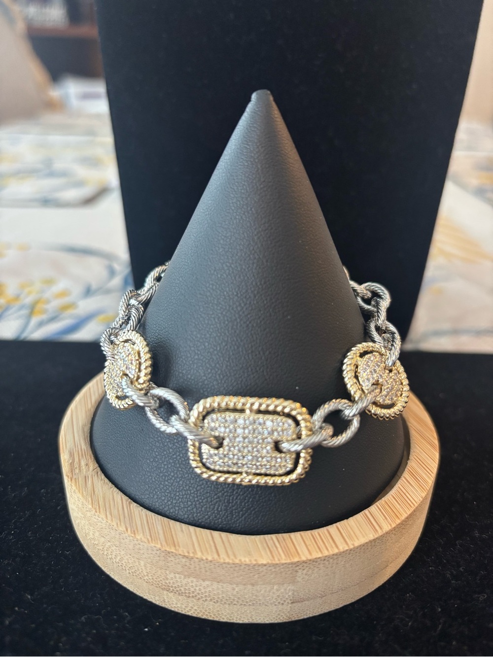 Gold and Silver Crystal Link Bracelet - Women Jewelry